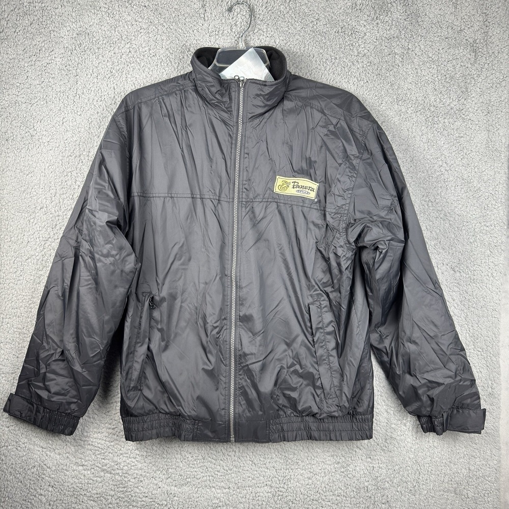 Panera Bread Jacket Work Uniform Black Nylon Fleece Full Zip Embroidered NWT